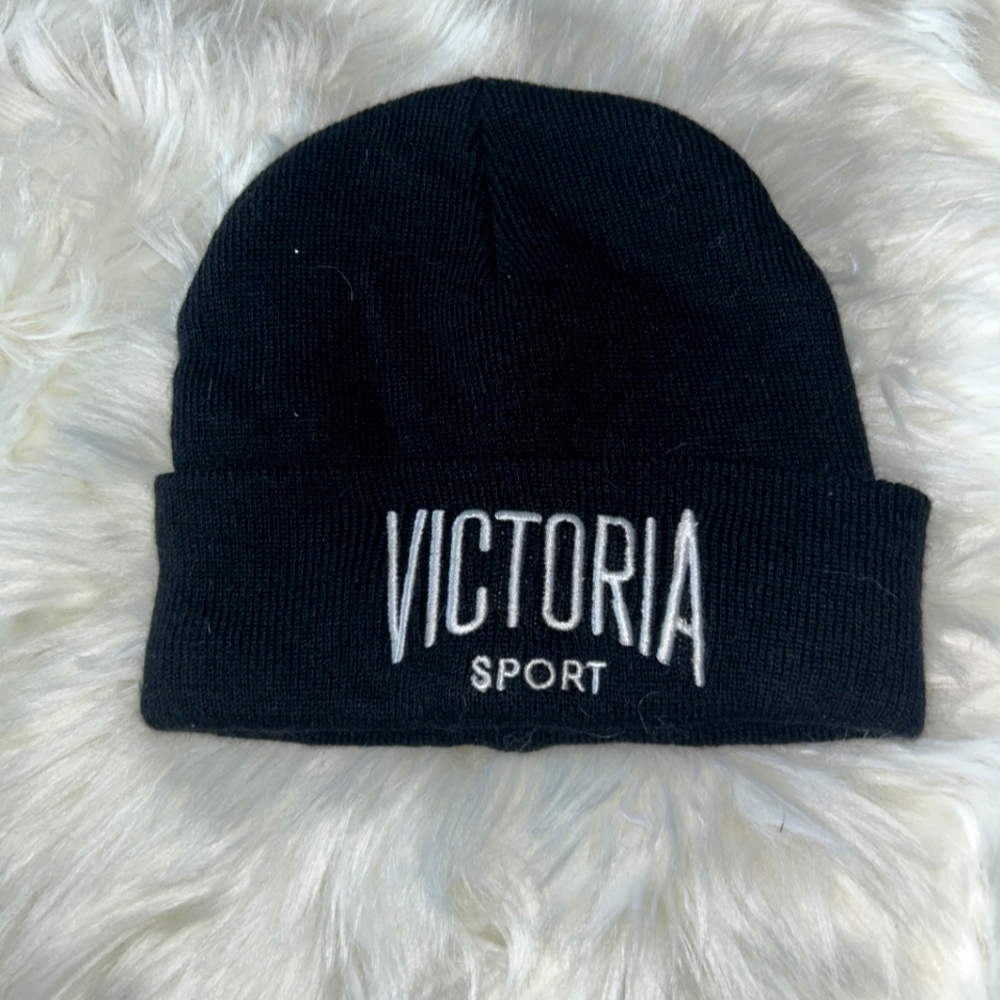 Victoria Sport Beanie Black and White Logo Hat VSX - One Size